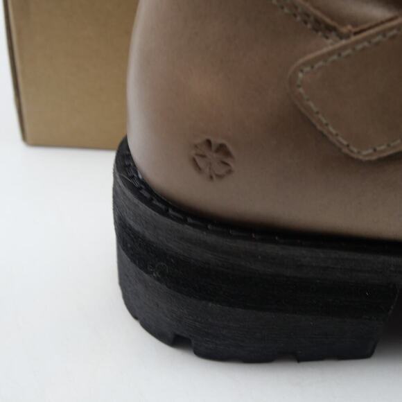 NEW Lucky Brand Women's 6.5 Taini Moto Lug Sole Booties Silver Cloud Brown - Picture 7 of 9